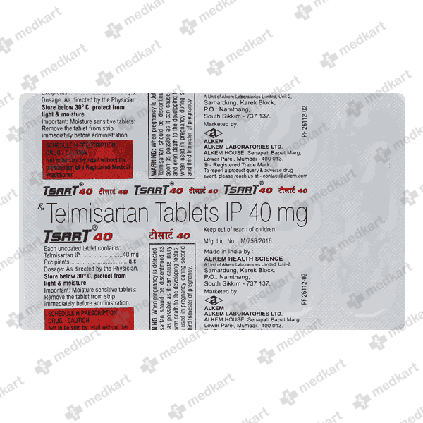 TSART 40MG TABLET 15'S
