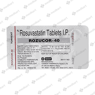 ROZUCOR 40MG TAB 1X10 - 11765 - Medkart Pharmacy | Generic Medicines Online - Best Online Pharmacy App