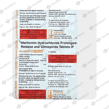 GLADOR M 1MG FORTE TAB 1X15 - 5535 - Medkart Pharmacy | Generic Medicines Online - Best Online Pharmacy App
