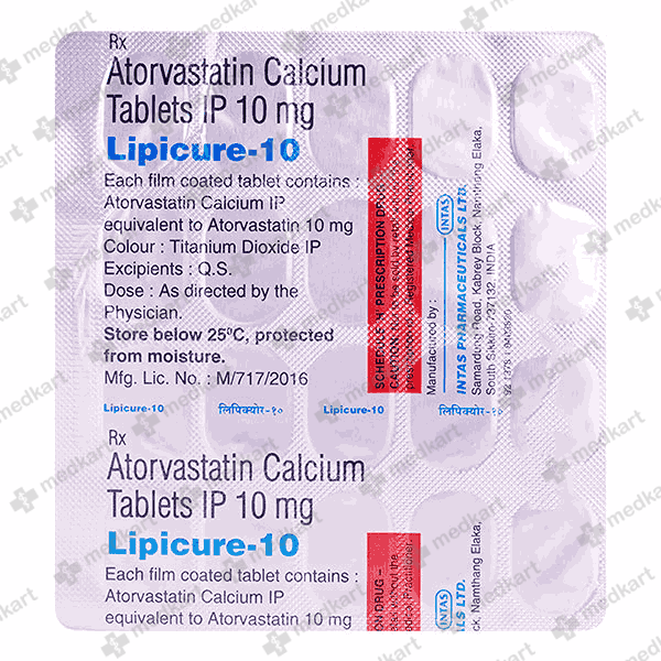LIPICURE 10MG TAB 1X30 - 7253 - Medkart Pharmacy | Generic Medicines Online - Best Online Pharmacy App