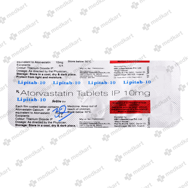 LIPITAB 10MG TAB 1X10 - 7288 - Medkart Pharmacy | Generic Medicines Online - Best Online Pharmacy App