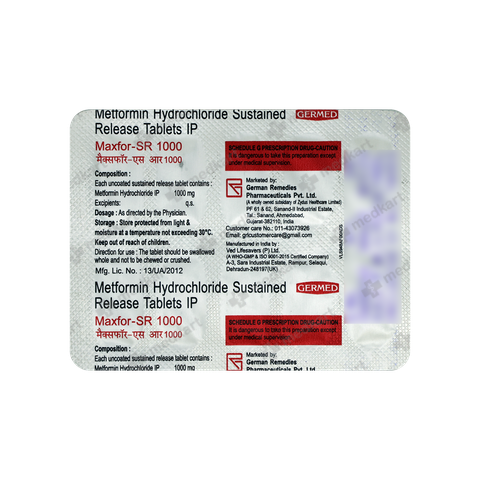 MAXFOR SR 1000MG TABLET 10'S
