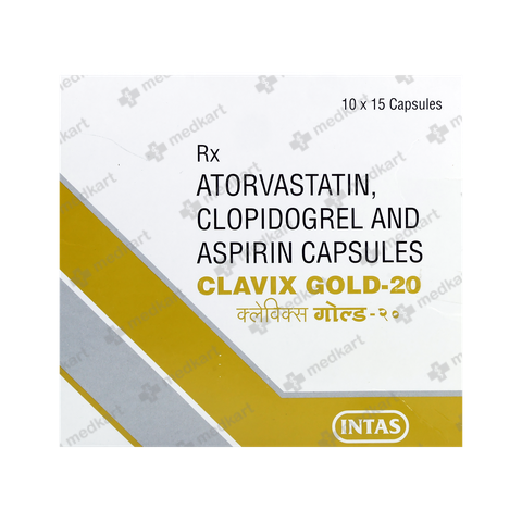 CLAVIX GOLD 20MG CAPSULE 15'S - detailed view of packaging and capsules