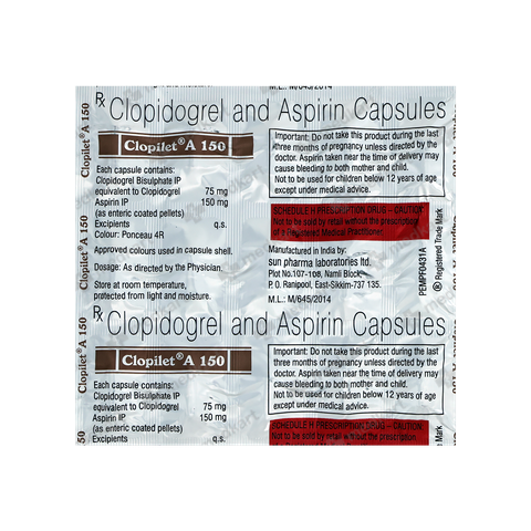 CLOPILET A 150MG TABLET 10'S