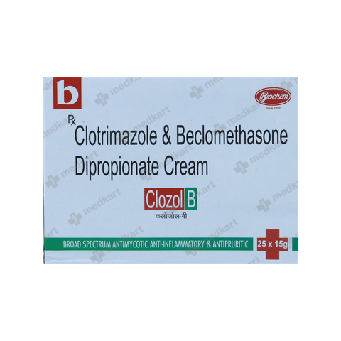 CLOZOL B CREAM 15 GM tube with clear label details