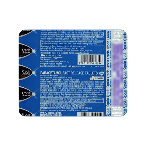 CROCIN ADVANCE 500MG TABLET 20'S