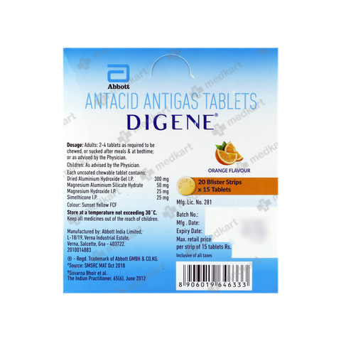 DIGENE (ORANGE) TABLET 15'S