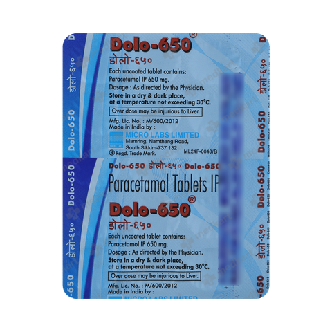 DOLO 650MG TAB 1X15