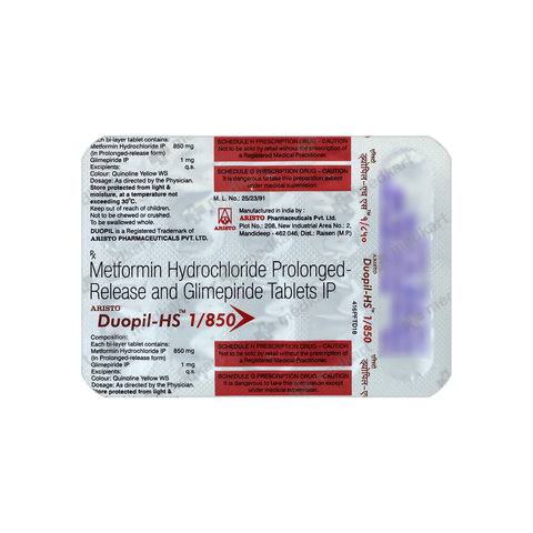 DUOPIL HS 1/850MG TABLET 10'S