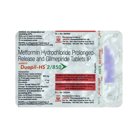 DUOPIL HS 2/850MG TABLET 10'S