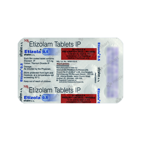 ETIZOLA 0.5MG TABLET 15'S, Price, Composition & Generic Alternatives ...