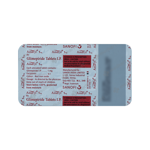 AMARYL 1MG TABLET 30'S, Price, Composition & Generic Alternatives - Medkart