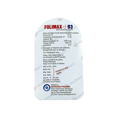 FOLIMAX PLUS D3 TABLET 10'S