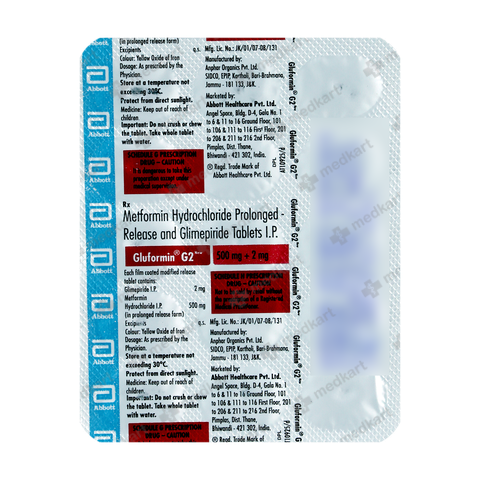 GLUFORMIN G 2MG TABLET 15'S