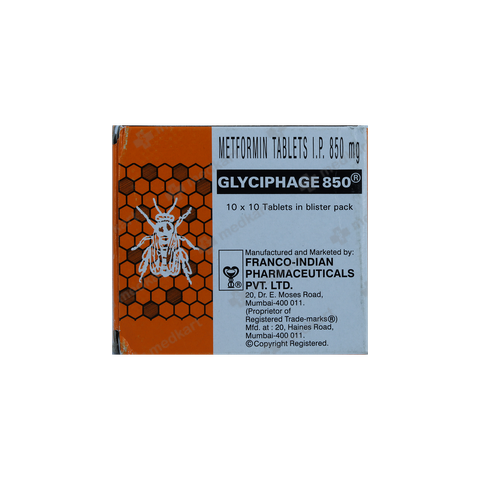 GLYCIPHAGE 850MG TABLET 10'S