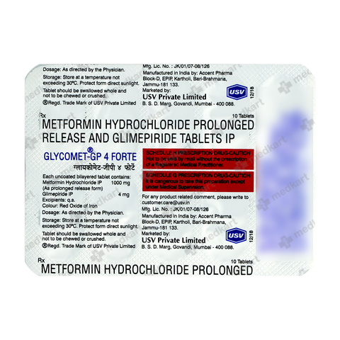 GLYCOMET GP 4MG FORTE TABLET 10'S