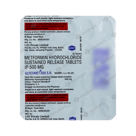 GLYCOMET SR 500MG TABLET 20'S