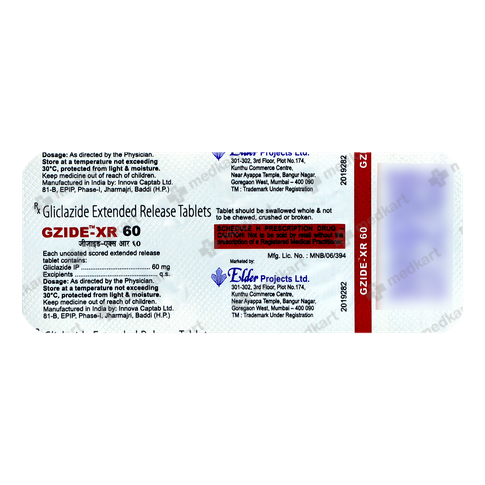 GZIDE XR 60MG TABLET 10'S