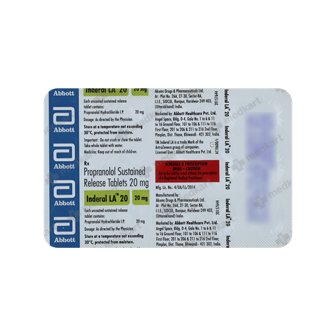 INDERAL LA 20MG TABLET 15'S