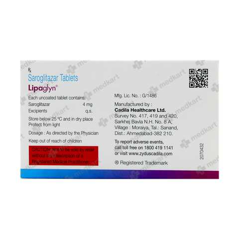 Lipaglyn 4mg Tablet – Usage & Side Effects