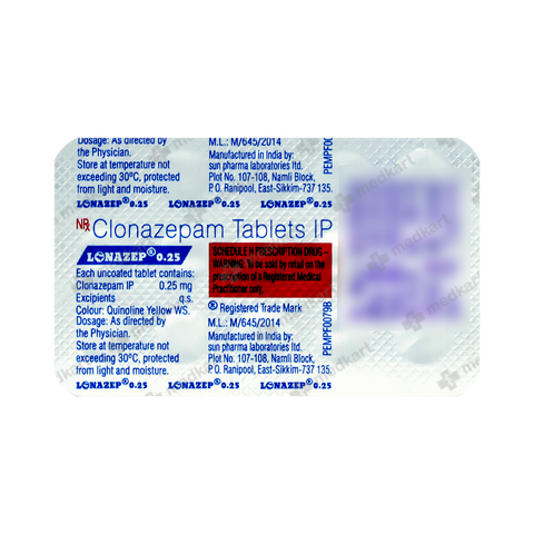 LONAZEP 0.25MG TABLET 15'S