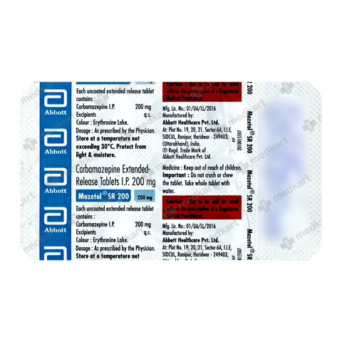 MAZETOL SR 200MG TABLET 15'S