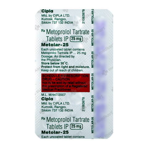 Buy Metolar 25 Tablet online – Controls BP & Heart Health