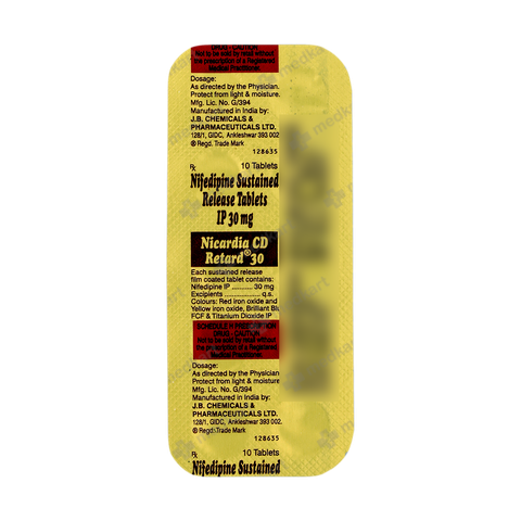 Buy NICARDIA CD RETARD 30 Online at Medkart