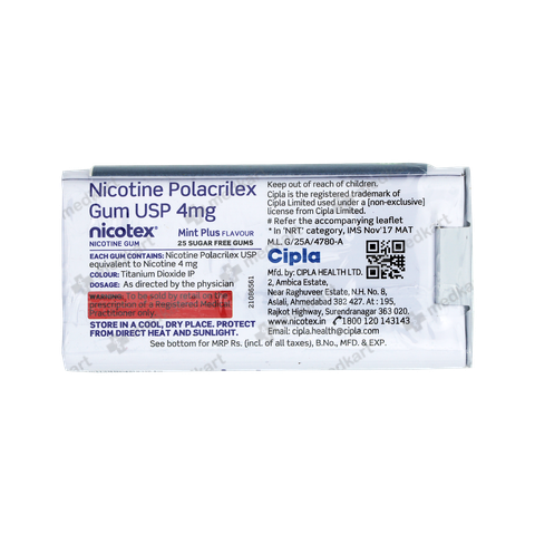 NICOTEX 4MG TABLET 25'S, Price, Composition & Generic Alternatives ...