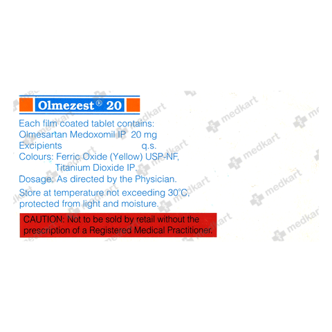 OLMEZEST 20MG TABLET 10'S