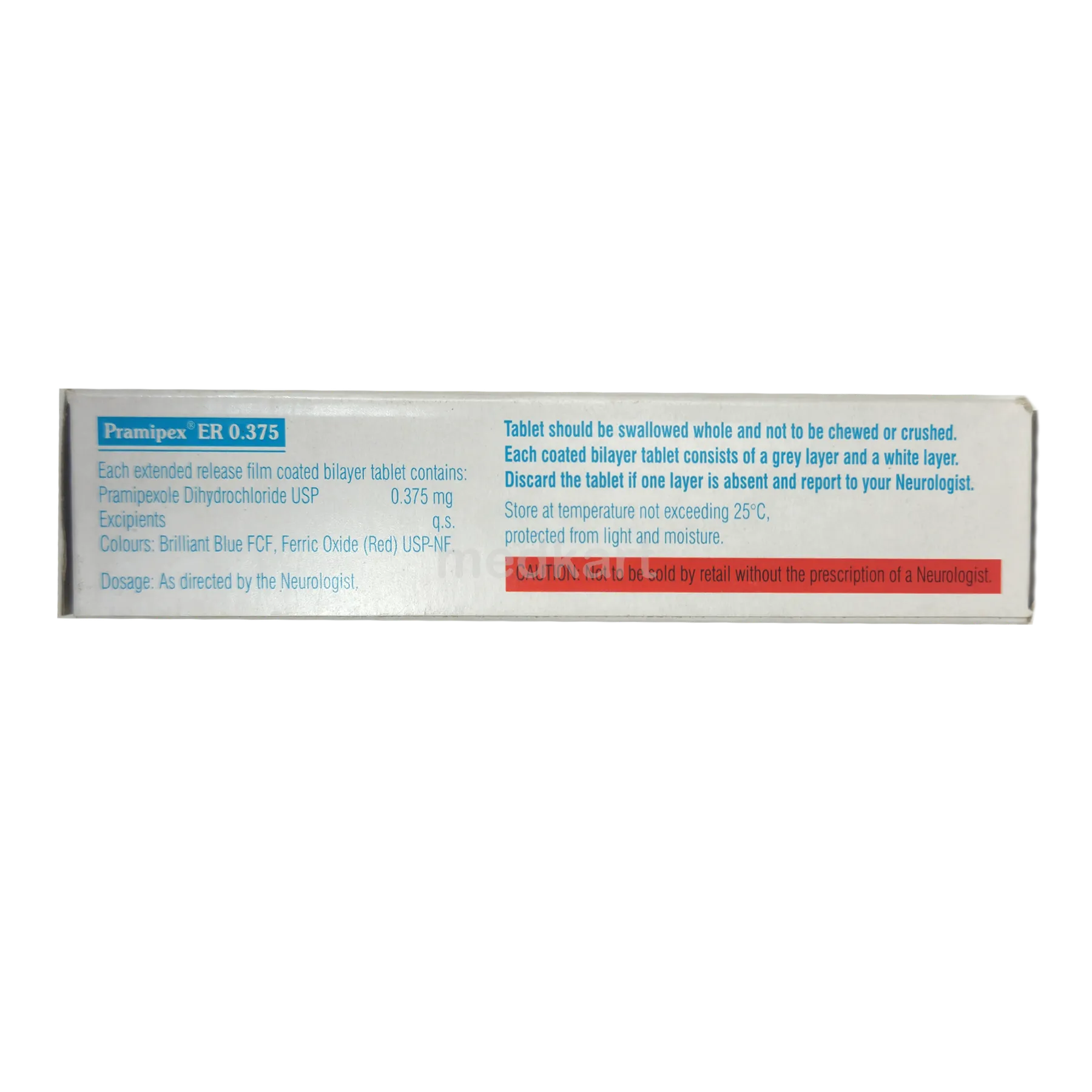 PRAMIPEX ER 0.375MG TABLET 10'S