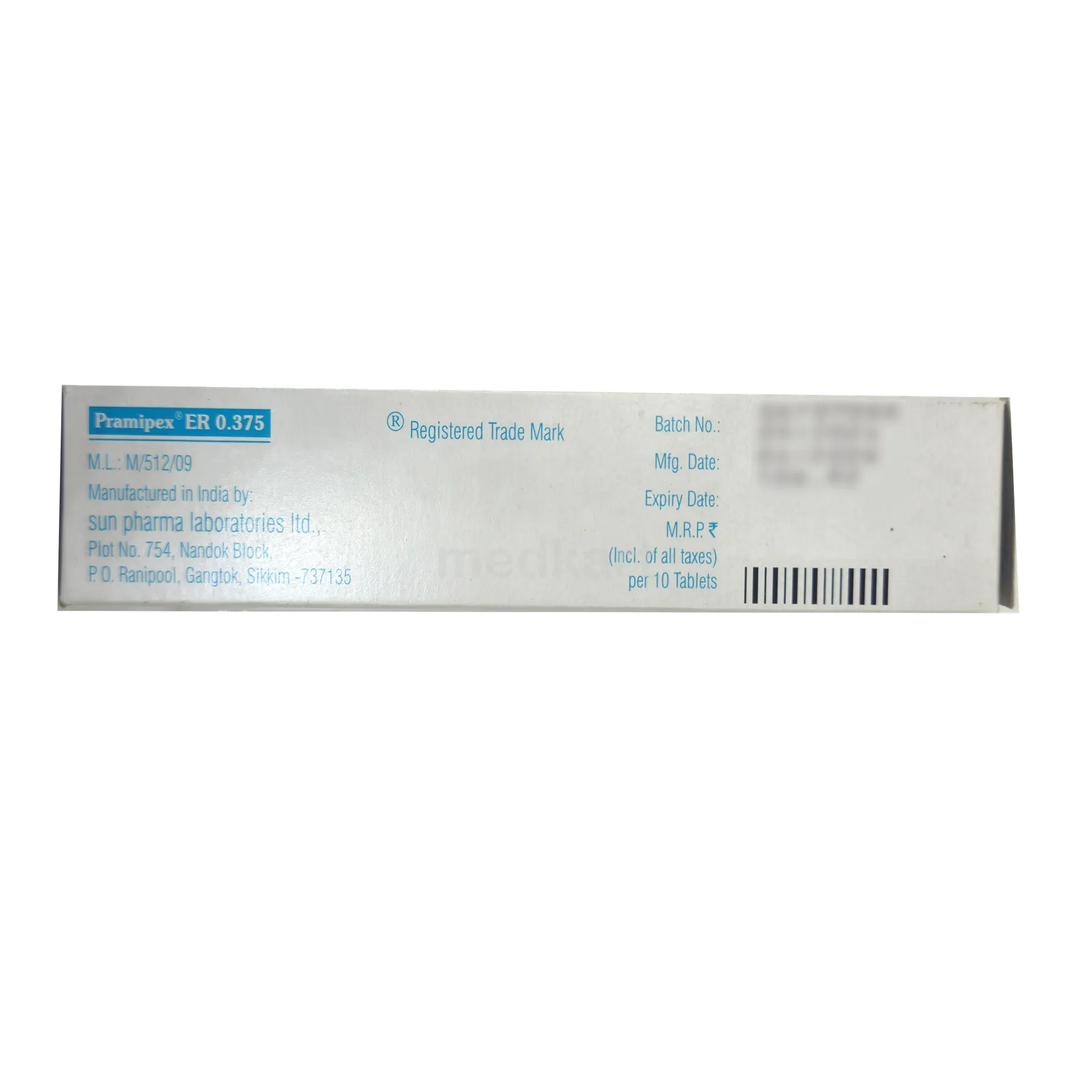 PRAMIPEX ER 0.375MG TABLET 10'S