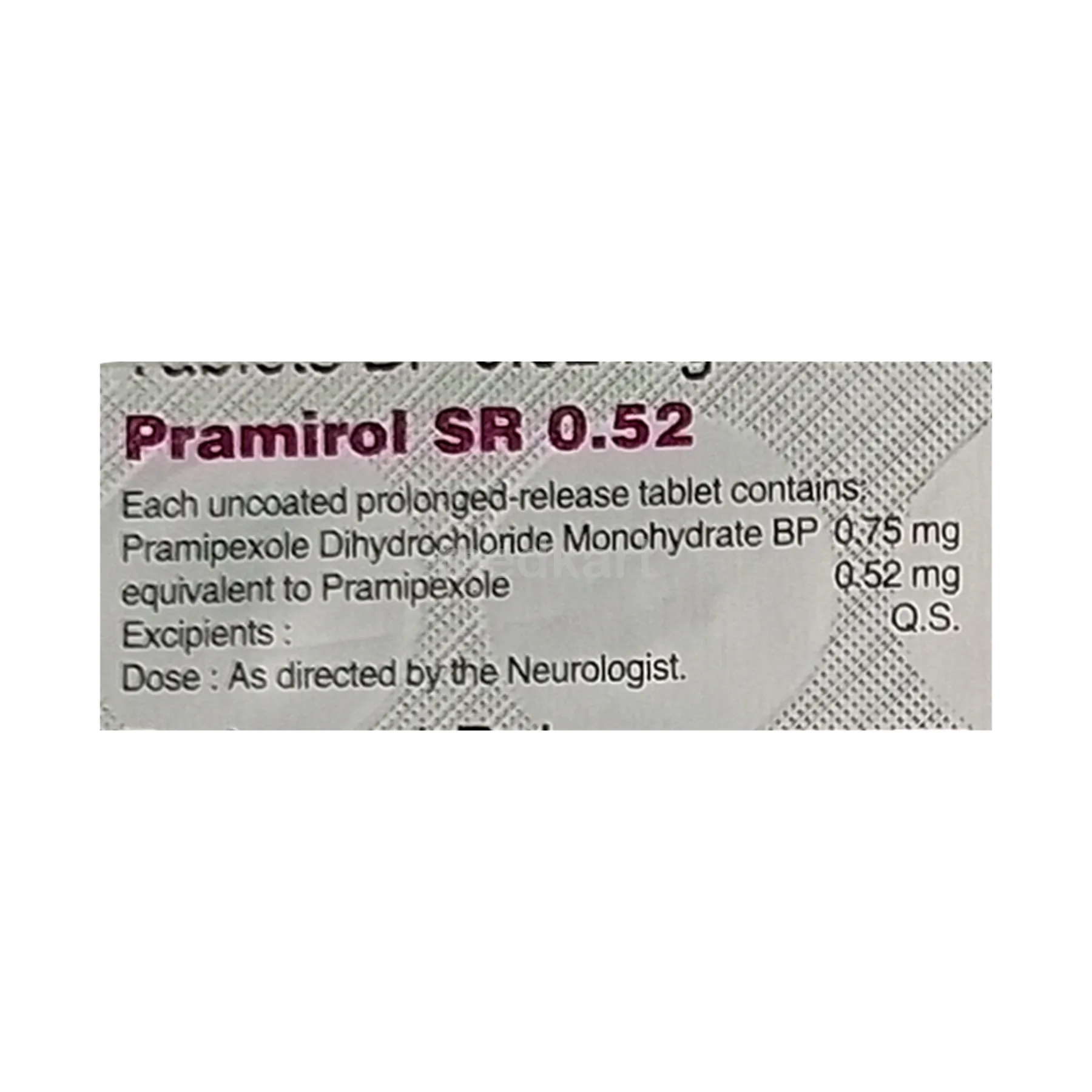 PRAMIROL SR 0.52MG TABLET 10'S