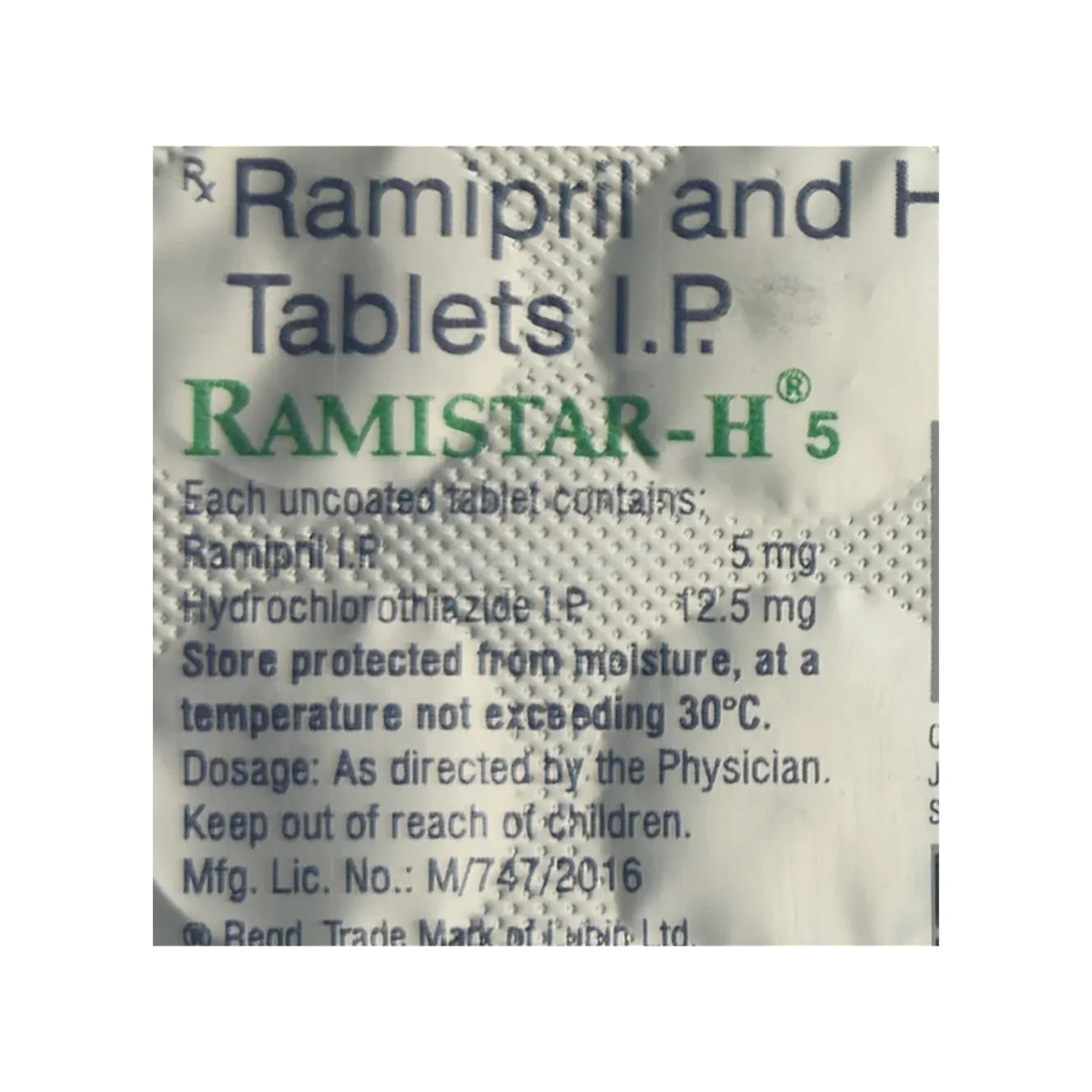 RAMISTAR H 5MG CAPSULE 15'S