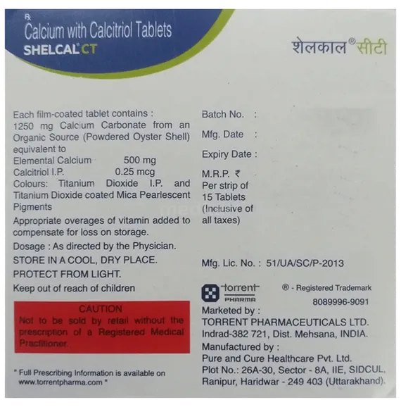 SHELCAL CT TABLET 15'S Price, Uses, Side Effects & Substitutes | Medkart