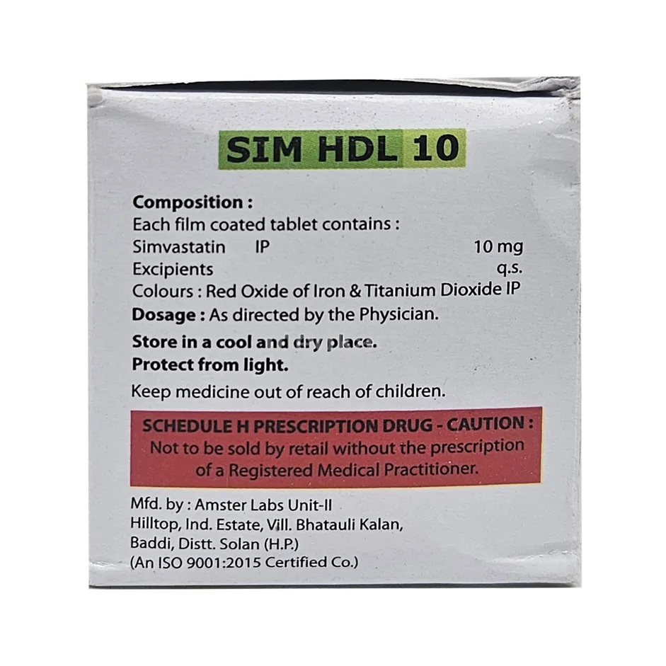 SIM HDL 10 Blister Pack of 10 Tablets 