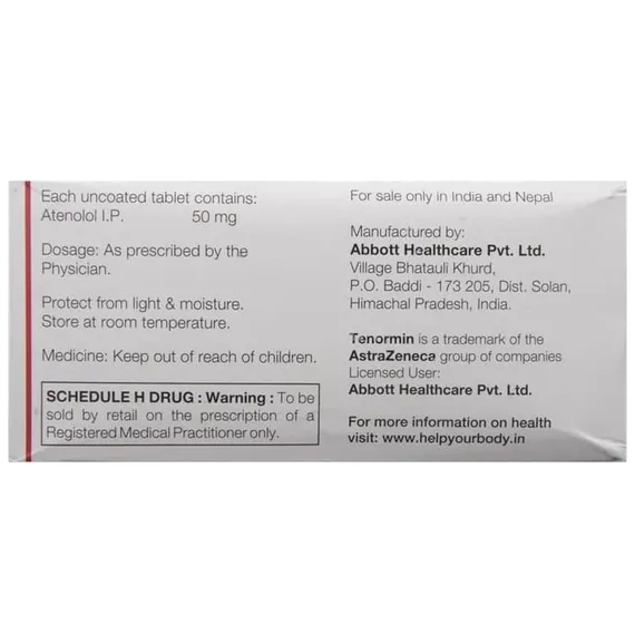 TENORMIN 50MG TABLET 14'S Price, Uses, Side Effects & Substitutes | Medkart