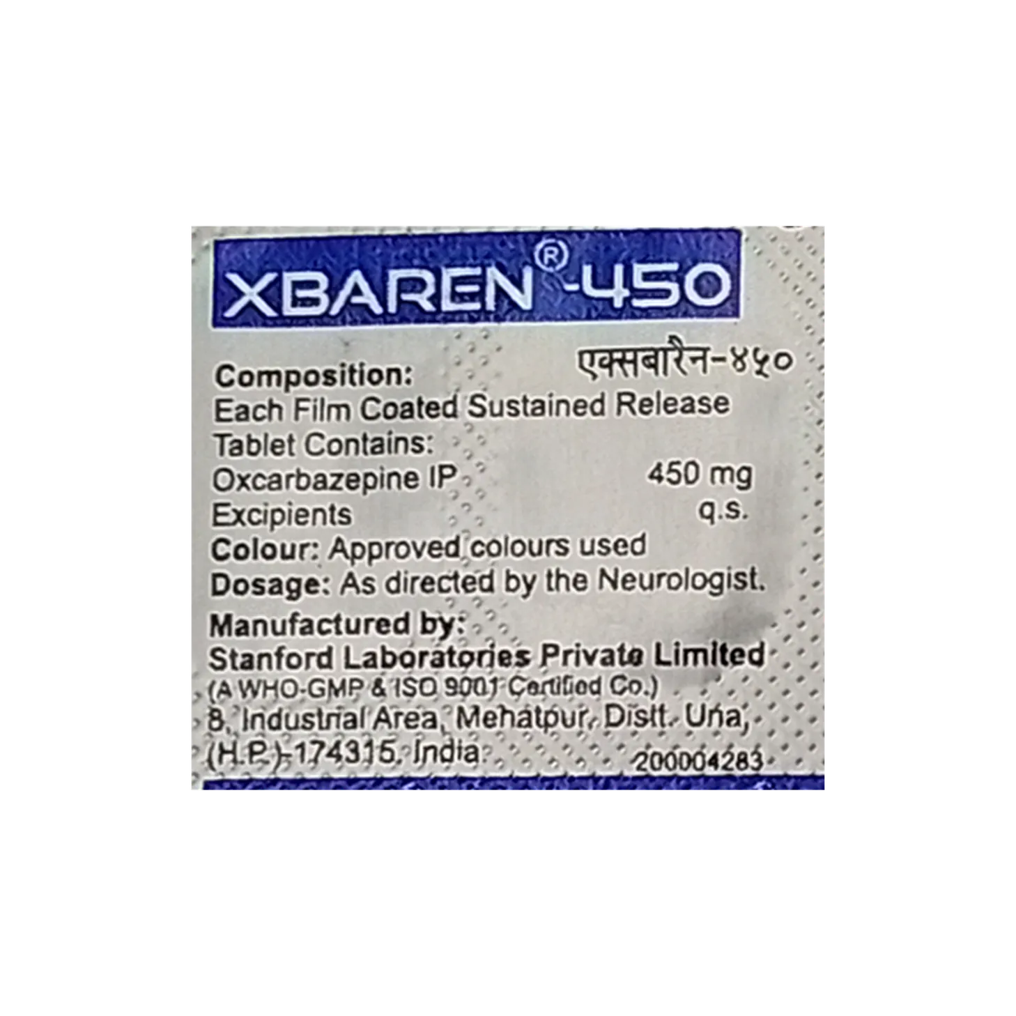 XBAREN 450MG TABLET 10'S