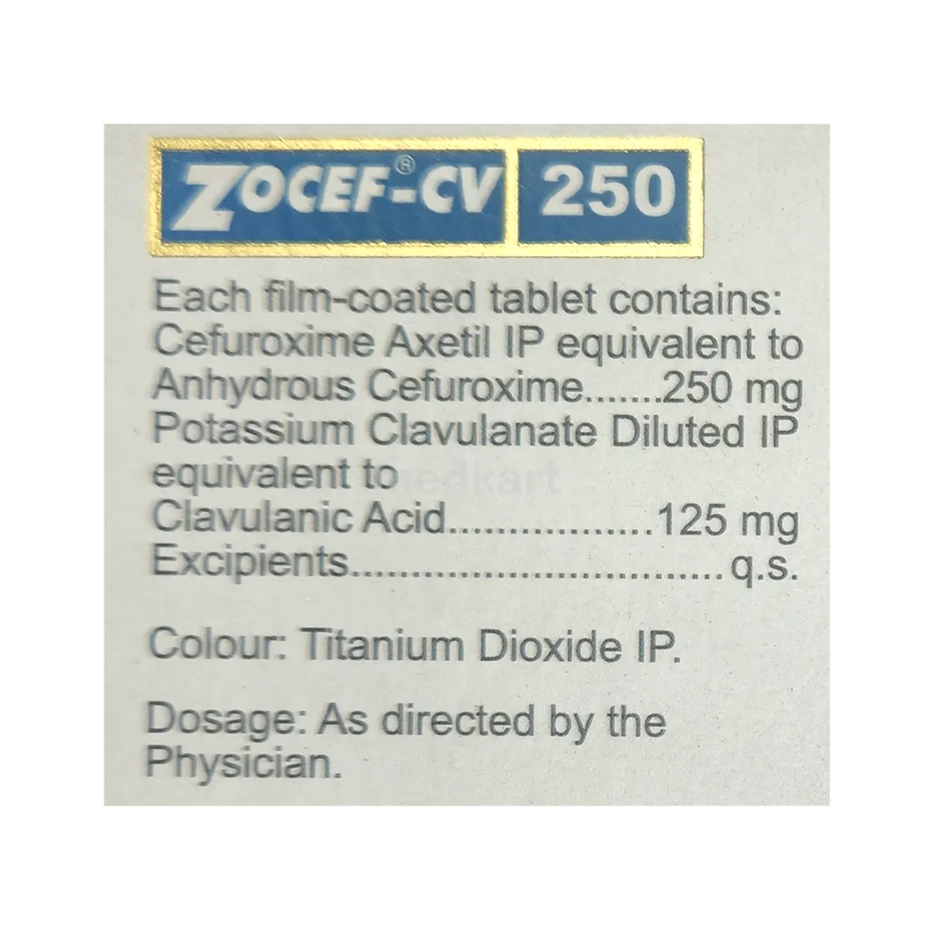 ZOCEF CV 250MG TABLET 6'S