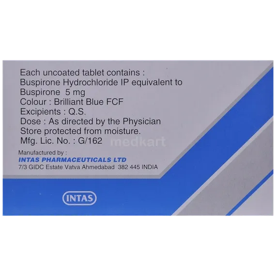 Buspin 5MG Tablet 10's – Composition & Price | Medkart