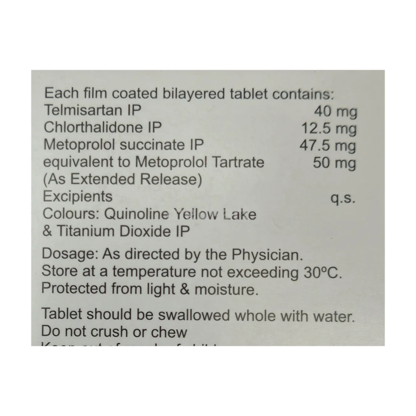 CTD MT 12.5/50/40MG TABLET 10'S