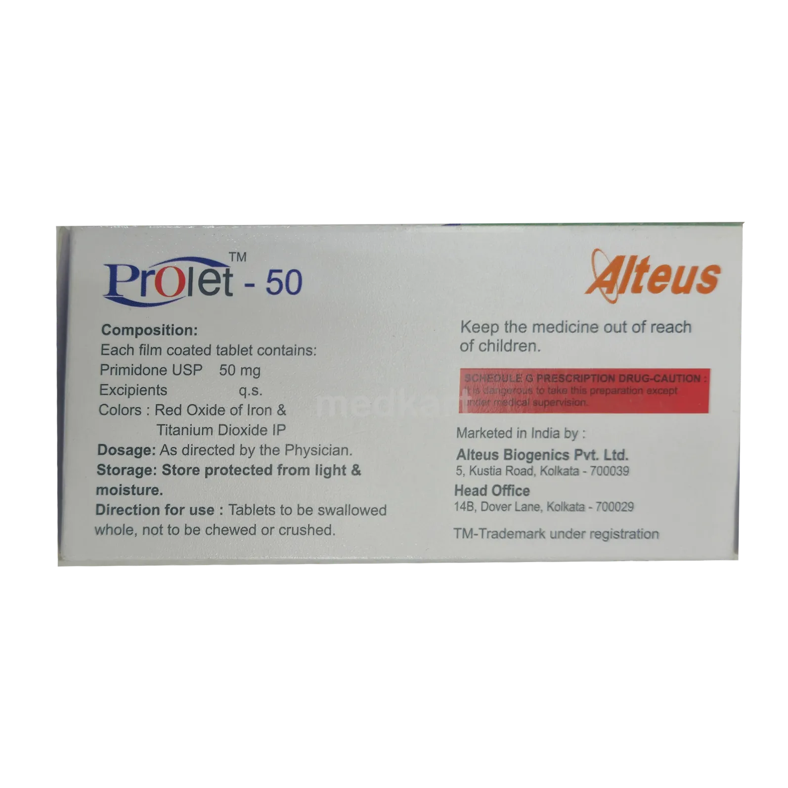 PROLET 50MG TABLET 15'S