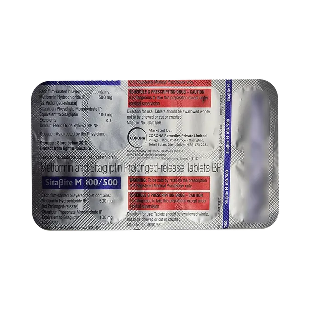 SITABITE M 100/500MG TABLET 10'S