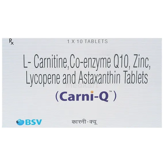 l carnitine ubidecarenone elemental zinc lycopene and astaxanthin tablets + Coenzyme Q10 / + + L-carnitine / Levocarnitine + Lycopene: View Uses, Side Effects Medicines Buy Carni-q Online