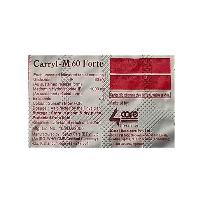 CARRYL M 60 FORTE TABLET 10'S