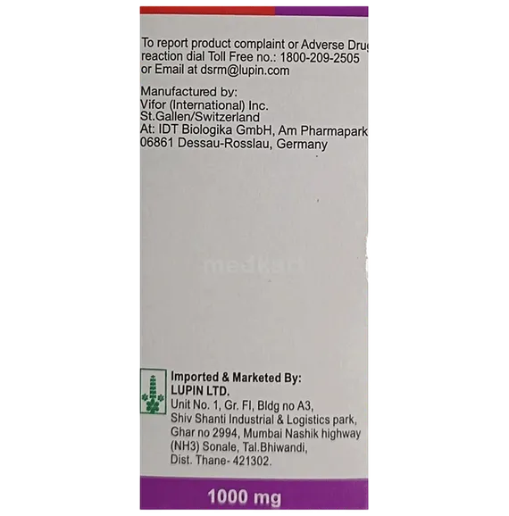 Faradeed Injection Buy Ferinject 1000mg Injection at Best Price | Medkart