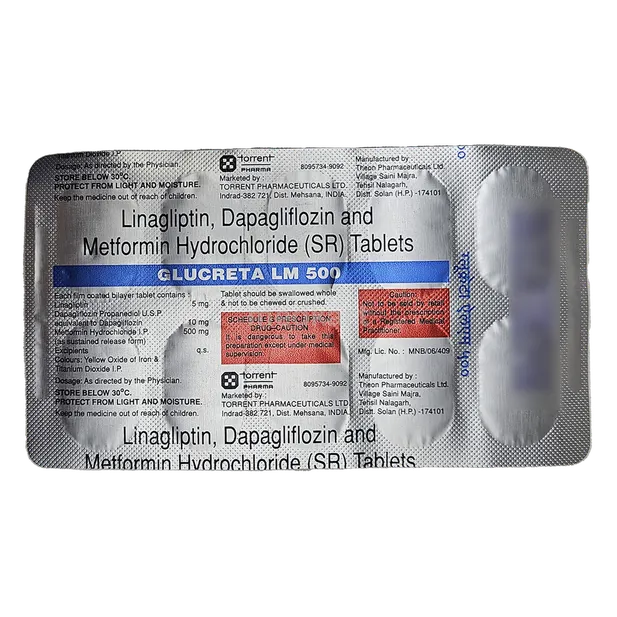 GLUCRETA LM 10MG/5MG/500MG TABLET 10'S