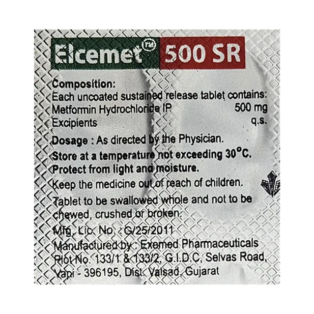ELCEMET SR 500MG TABLET 10'S