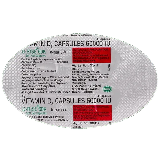 Buy D Rise 60k Capsule 4s Online at Best Price | Medkart