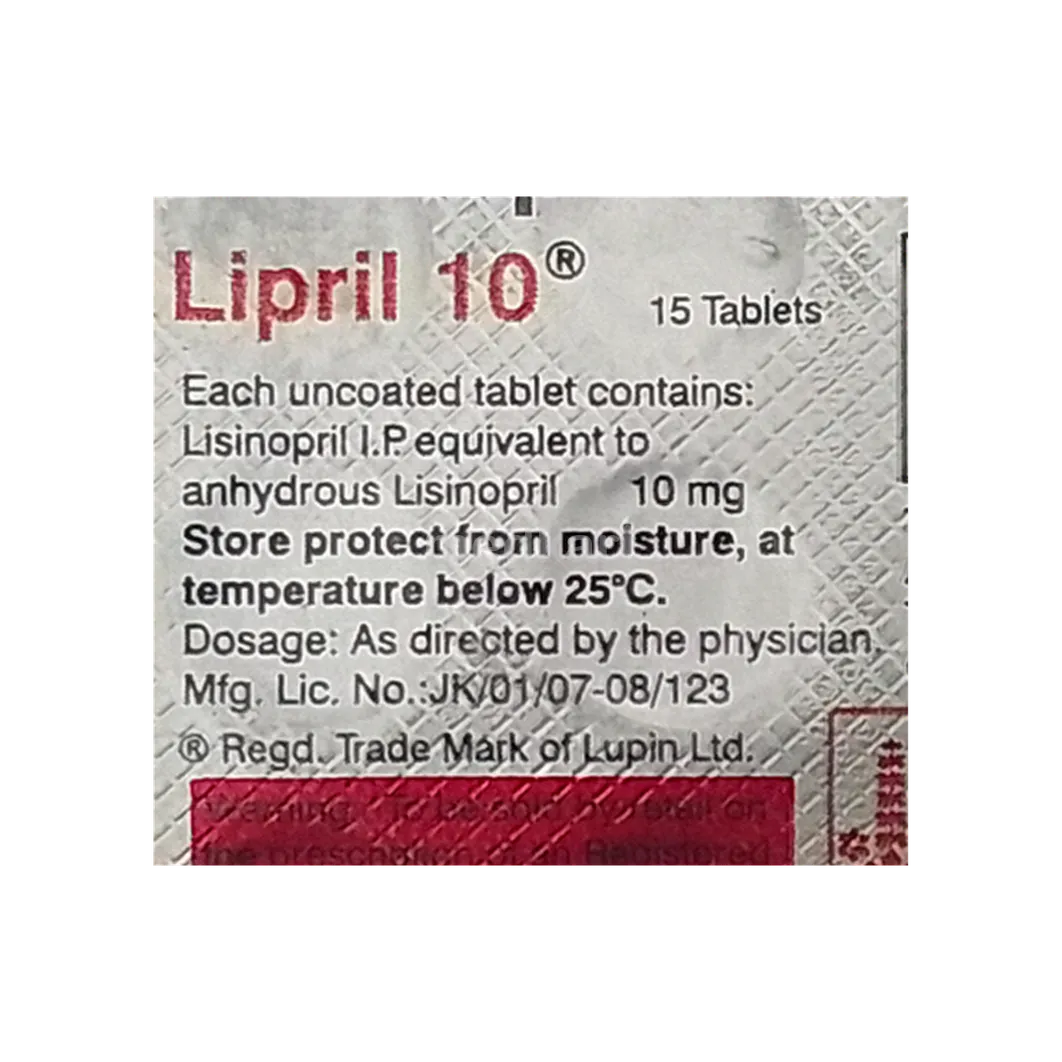 Lipril 10mg Tablet 15’s – Uses, Side Effects, Dosage & Price Online | Medkart
